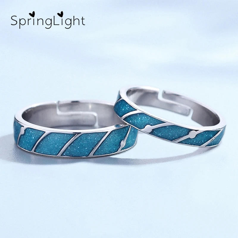 

SpringLight Meteor Shower Couple Rings Real 925 Sterling Silver Original Designer Fine Jewelry Lovers Gift for Women Bijoux