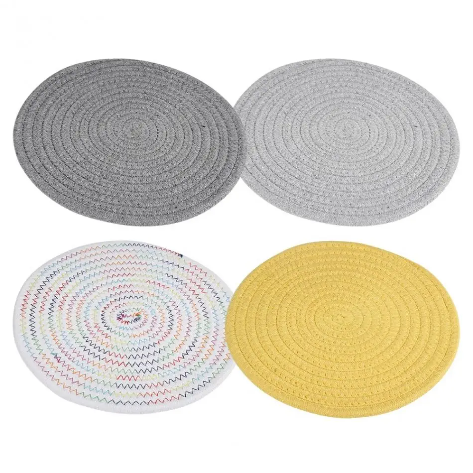 Простой стиль круглые плетеные коврики для стола столовая салфетка Нескользящие термостойкие подстилки для кухонного стола