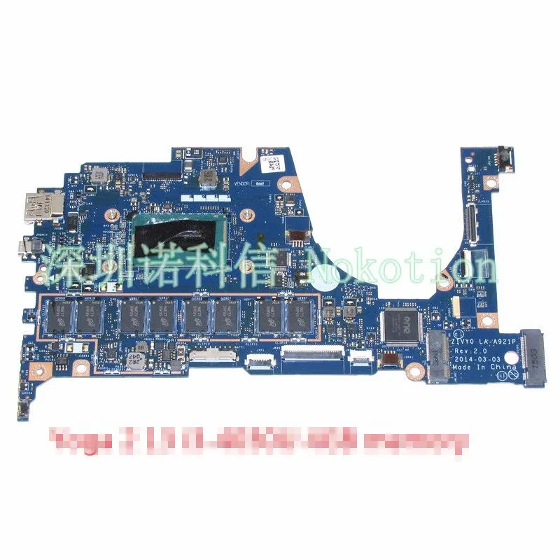 ZIVY0 LA-A921P For lenovo yoga 2 13 laptop motherboard 13 inch SR1EN I3-4010U 4GB memory warranty 60 days