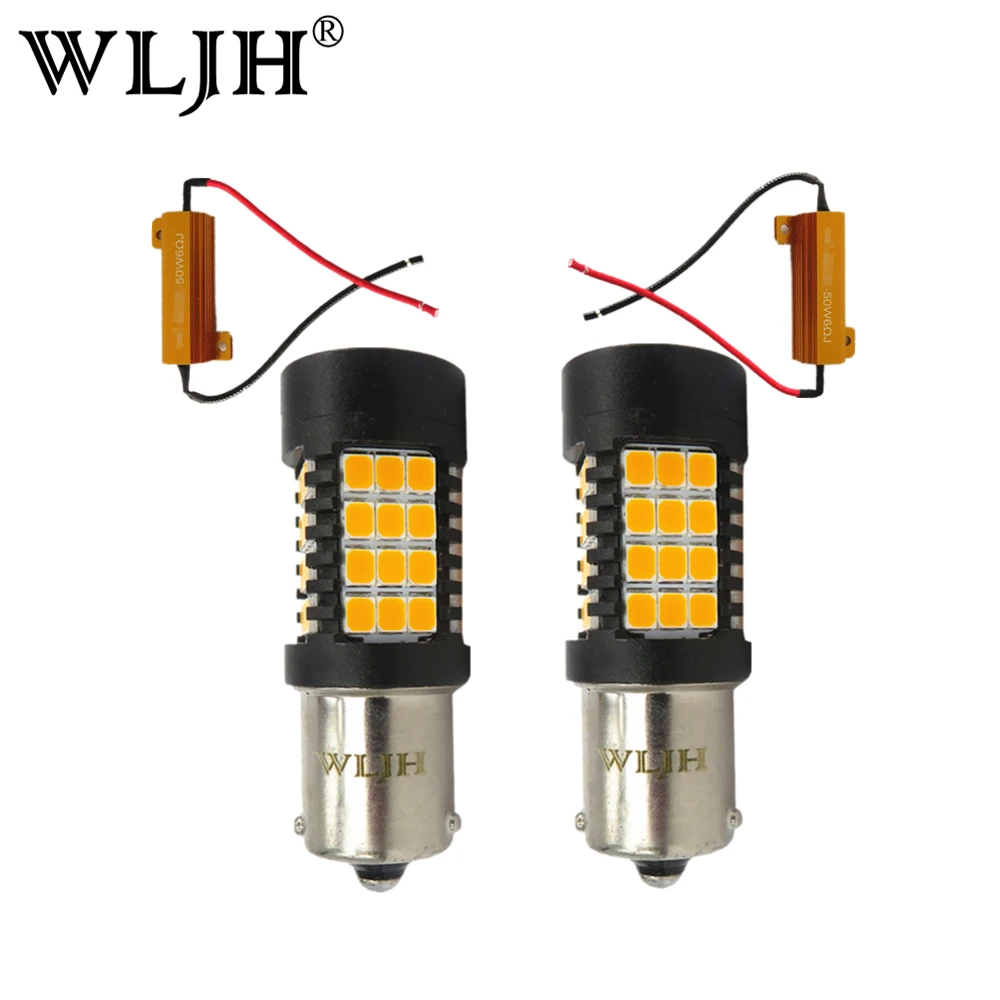 WLJH 2x PY21W BAU15S LED 1156PY 7507 font b Lamp b font Turn Signal Light Canbus