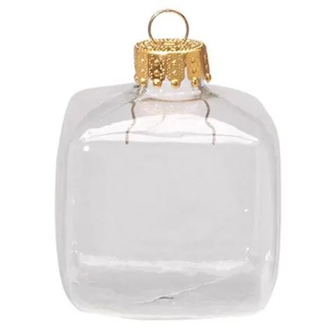 Продвижение-DIY Paintable прозрачное Рождественское украшение, 65 мм квадратный стеклянный куб с серебряной крышкой, 5/упаковка - Цвет: 45mmGold