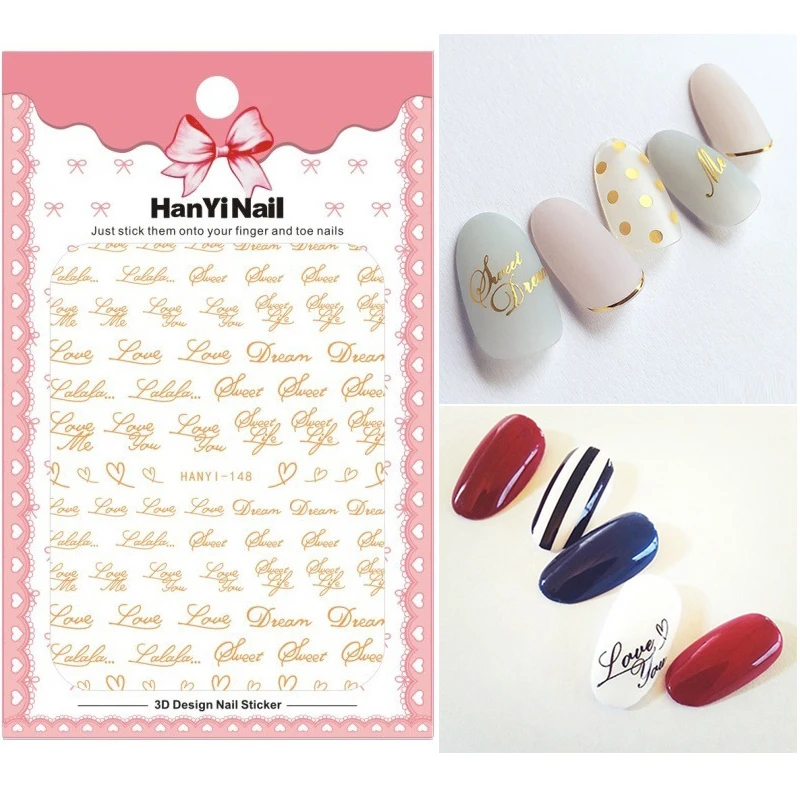 Fashion Gold Color Nail Sticker Decals Gel Polish Nail Art Decoration Self Adhesive Nagel Sticksers For Nail Decoration