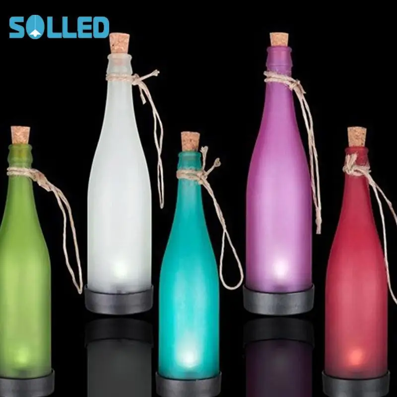 

SOLLED 5PCS Solar-powered Wine Bottle Lamp Outdoor Night Light Hanging Pendant Decoration (Random Colour)