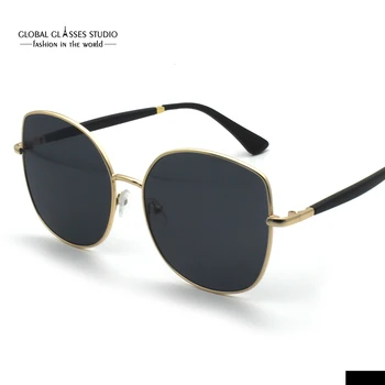 

Fress Shipping Vintage Cat-eye Round Unisex Polarized Grey Color Lens Metal Sunglasses 866A