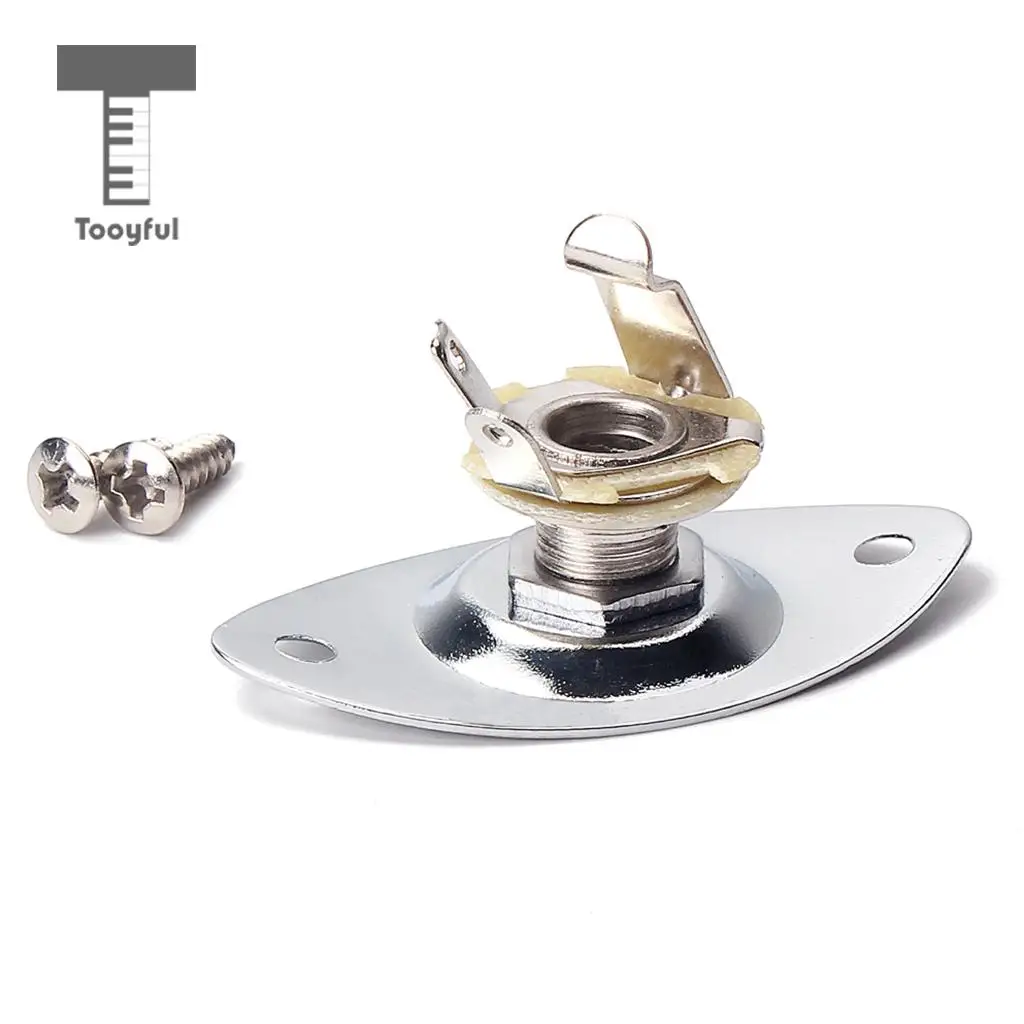 Tooyful 1/4'' Oval Indented Guitar Output Jack Plate Socket for ST Tele Electric Guitar