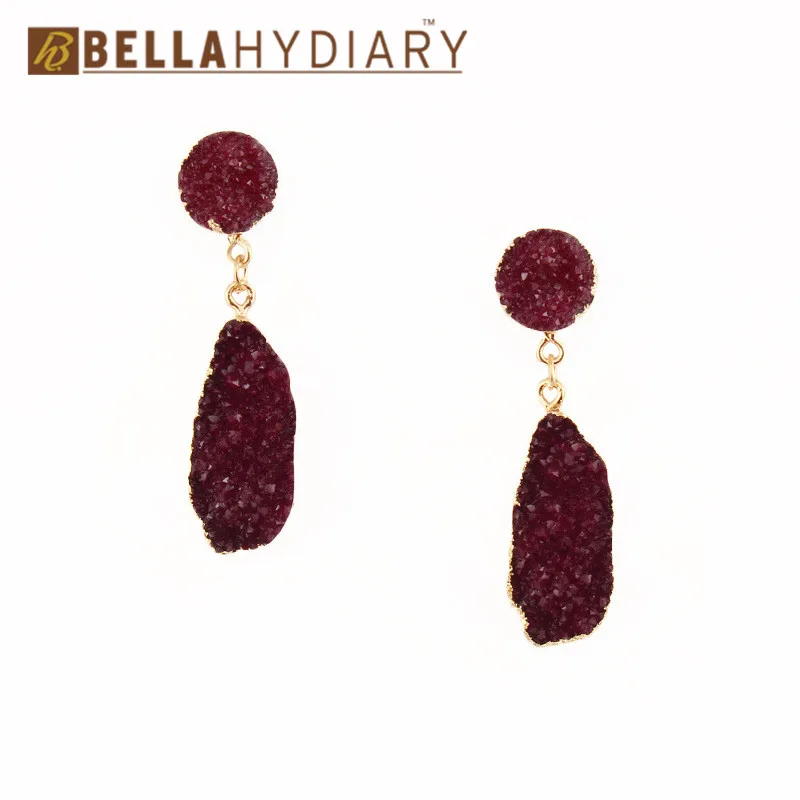 

European Long Druzy Resin Drop Earrings For Women Jewelry Statement Geometric Big Eardrop Pendientes Mujer Moda 2019 Brinco