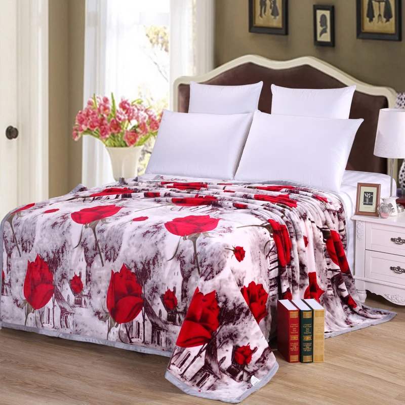 Chinese Classical Red Peony Pattern Christmas Gifts Thick Ferret Velvet