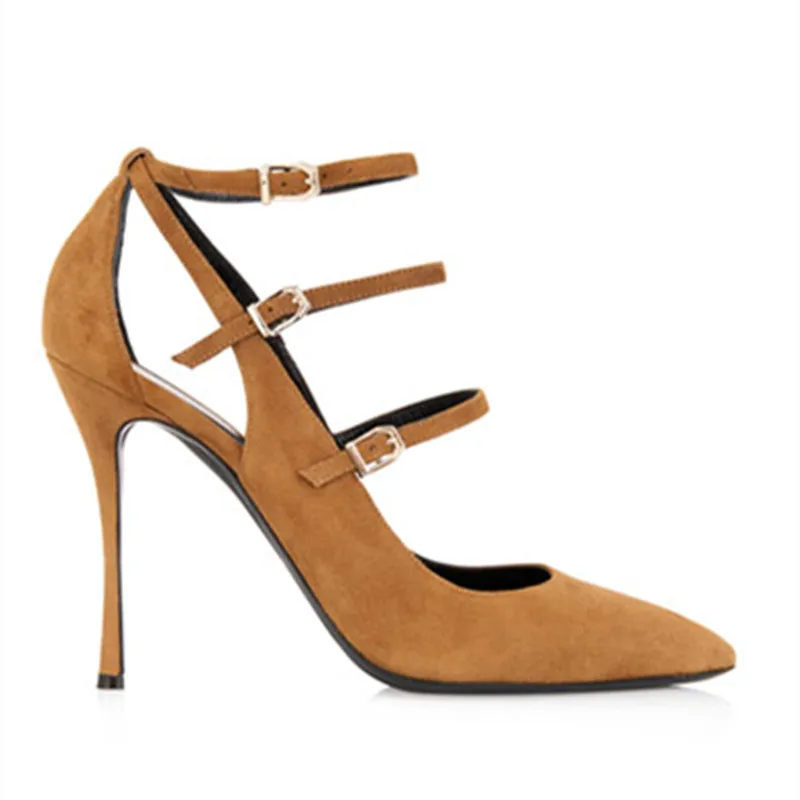 A Scamosciata Pic Partito Sapatos Modo Mulher Alto Scarpe Sexy Di Alta Pompe 2019 Tacco Della out as Gladiatore Pic As Pelle Fibbia Tacchi Punta Cut Cinghia rx0qY06w4