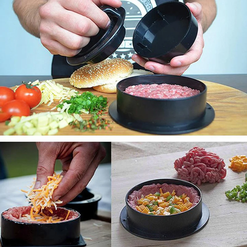 

1 Set Manual Stuffed Meat Burger Press Non-Stick Round Hamburger Mold Cutlets Patty Meat Maker Mold Kitchen Gadgets