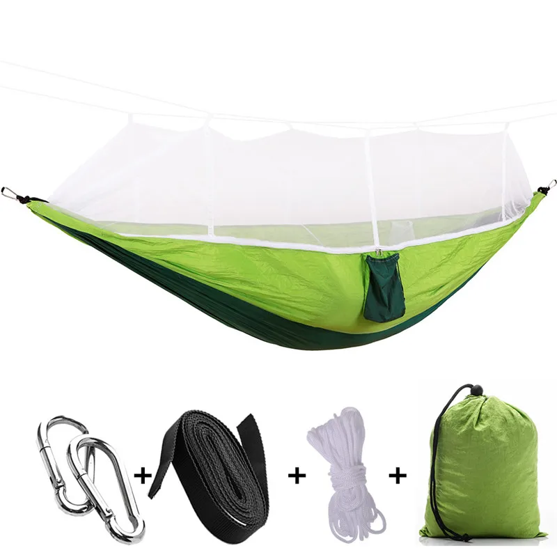 260x140cm Camping Hammock with Mosquito Net Double Travel Hanging Sleeping Bed Swing with Tree Straps for Travel Survival Garden outdoor furniture discount Outdoor Furniture