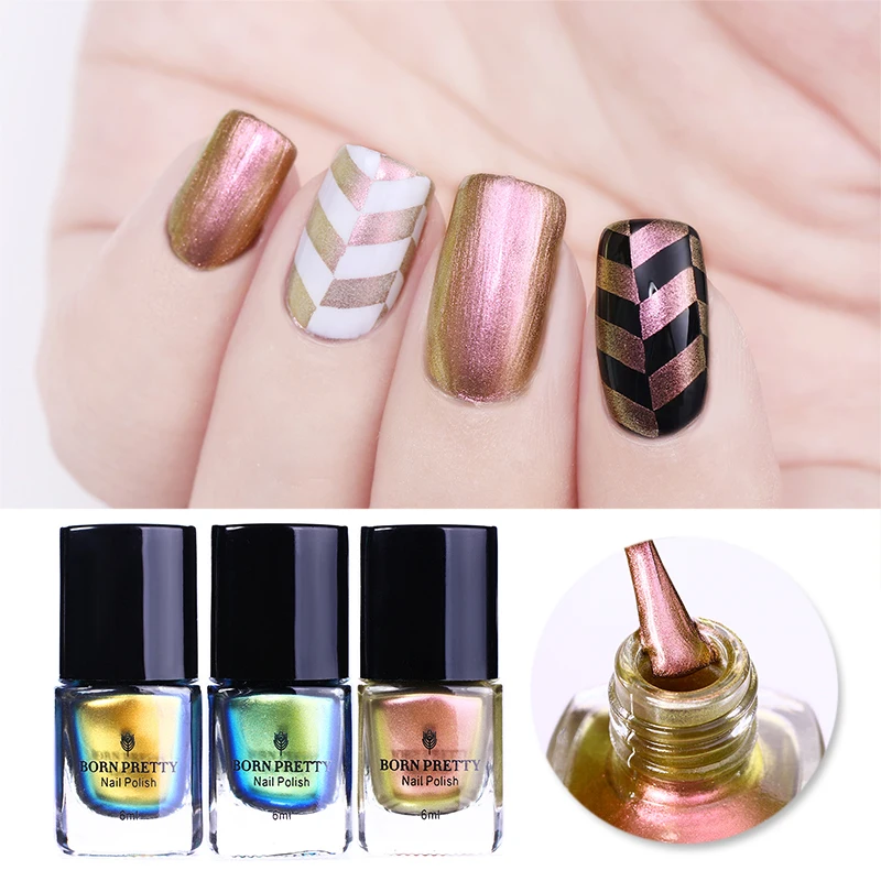 

BORN PRETTY 1Bottle 6ml Rose Gold Chameleon Stamping Polish Colorful Nail Art Plate Printing Nail Lacquer for Stamping Nails