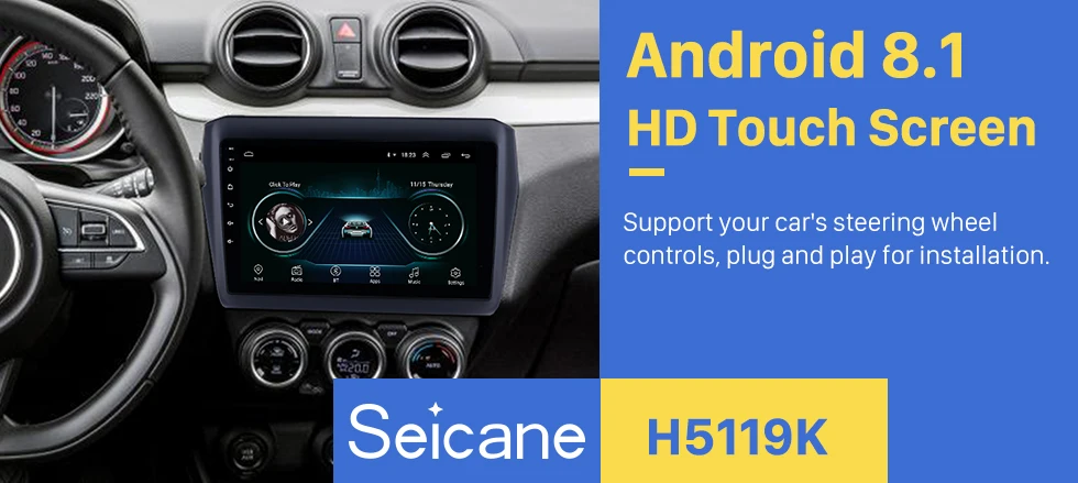 Seicane автомобильный радиоприемник с навигацией GPS плеер для SUZUKI Swift Android 8,1 9 дюймов управление рулем wifi 3g