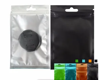 

9x15cm/10x18cm 100pcs Metallic Mylar ziplock bags flat bottom Black Aluminum foil small zip lock plastic bags with hanging hole