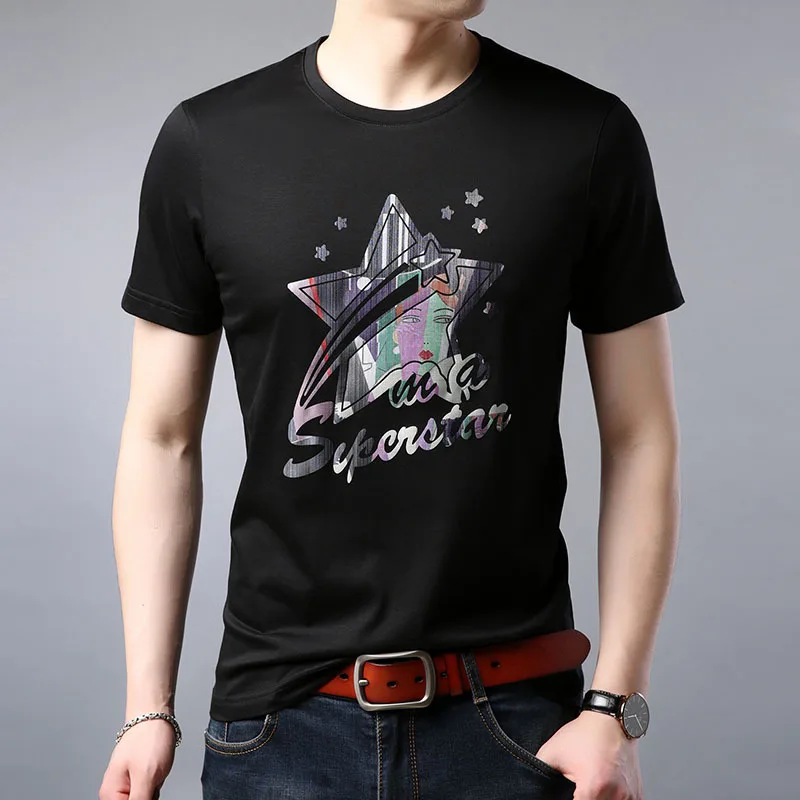 Silk Print Men T Shirts Summer Top Tees Mens Clothing Short Sleeve Casual O Neck Cotton Fitness Tshirt Black White High Quality Silk Print Men T Shirts Summer Top Tees Mens Clothing Short Sleeve Casual O Neck Cotton Fitness Tshirt Black White High Quality