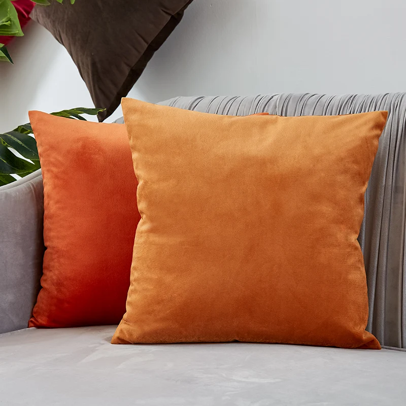 Throw Pillows 45*45 Cushion Cover For Living Room Sofa Pillowcase Orange Decoration Velvet House Decor Kussenhoes Home Decor