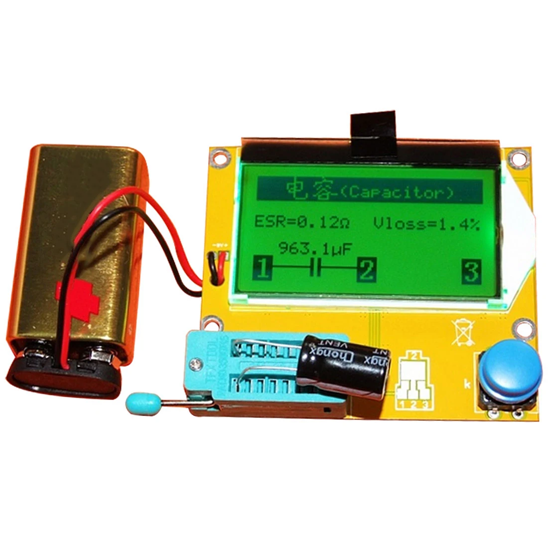 

1PC LCD Digital Transistor Tester Meter LCR-T4 9V Backlight Diode Triode Capacitance ESR Meter For MOSFET/JFET/PNP/NPN L/C/R