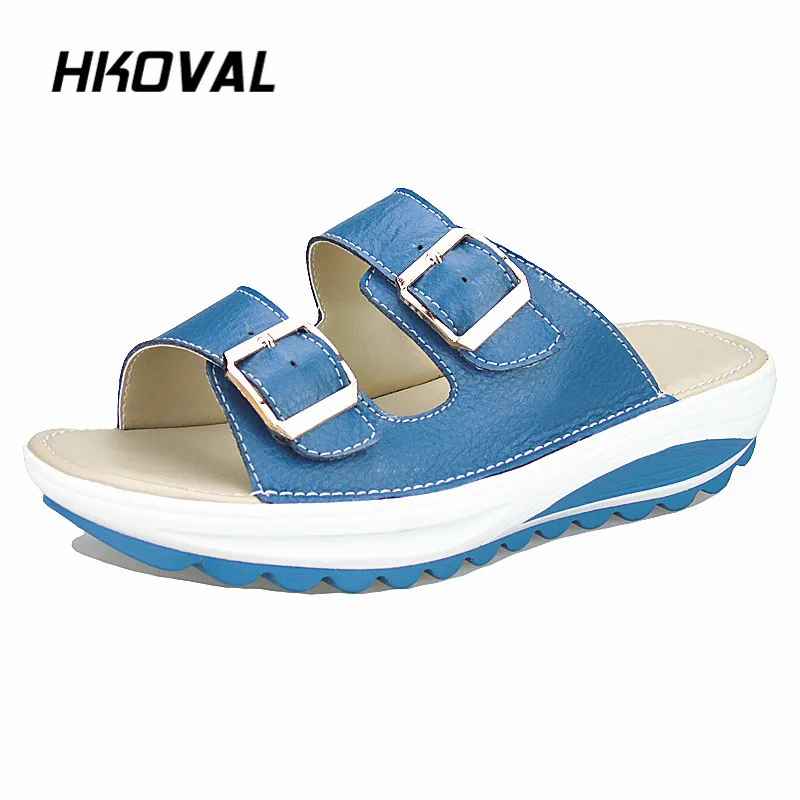 

HKOVAL Women Slippers Flats Casual Fashion Female Shoes Summer Wedges Comfortable Ladies Woman Shoes Sweet Soild Slippers