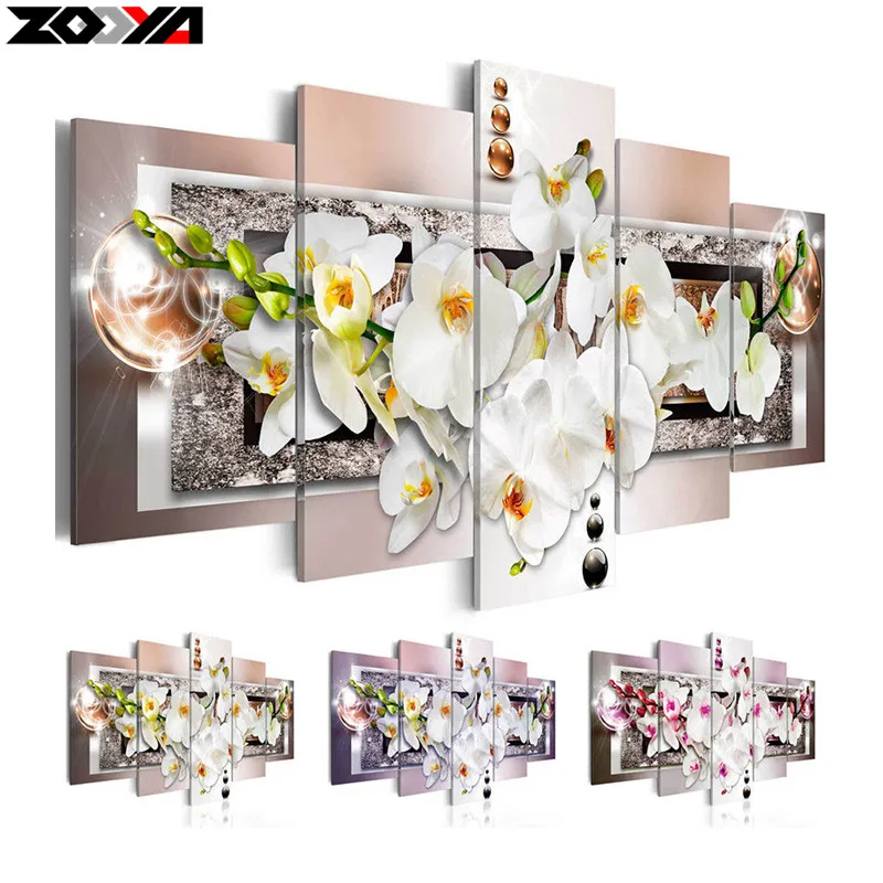 Zhui Star 5d Diy Diamond Embroidery Orchid Flower Diamond Painting Cross Stitch Full Rhinestone Mosaic Multi