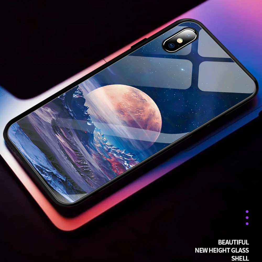 Стеклянный чехол для iPhone XS Max XR X 8 11 Pro Max, силиконовый тонкий чехол, закаленное стекло, звездное небо, для iPhone 8, 7 Plus, 6, 6 S, 8 Plus, 11 Pro