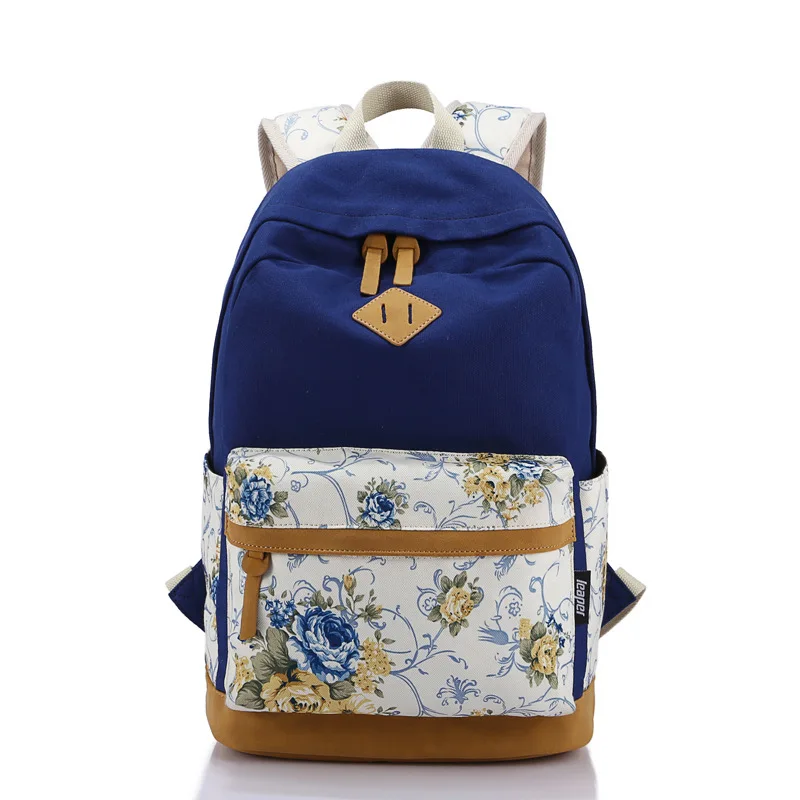 Fashion Canvas Floral Women Backpack Teenage School Bag Students Girl Korea Style Casual Female Schoolbag Bagpack