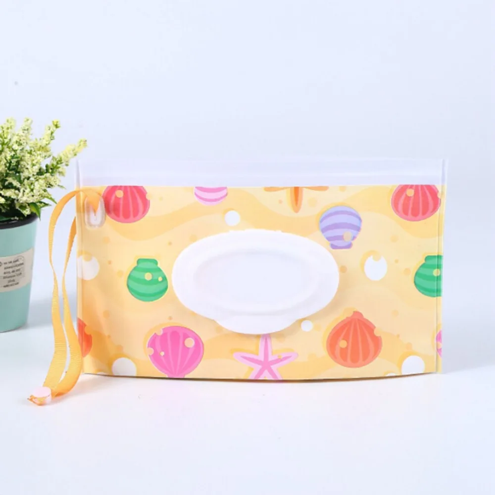 

Best Sale Clean Wipes Carrying Case Eco-friendly Wet Wipes Bag Clamshell Cosmetic Pouch Easy-carry Wipes Container Storage bag