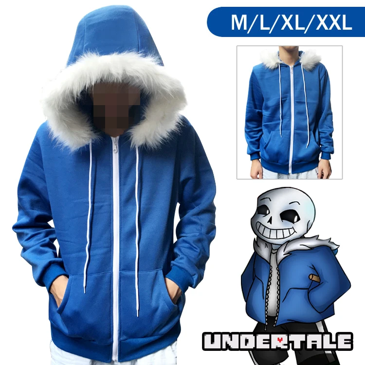 

Japan HOT Game Undertale Sans Coat Unisex Skeleton Zipper Hoodies Anime Cosplay Sweatshirt