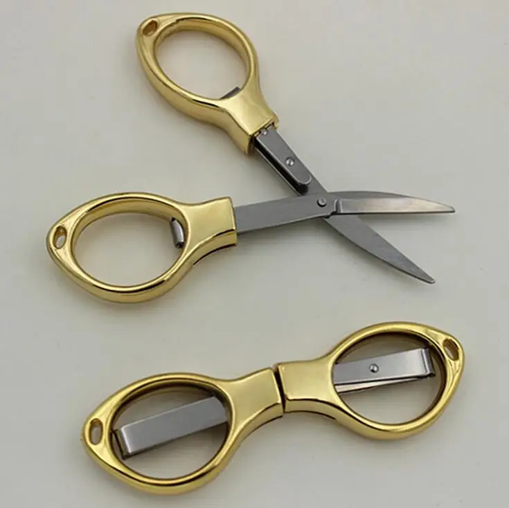 Creative Portable stainless steel folding travel gold scissors Office