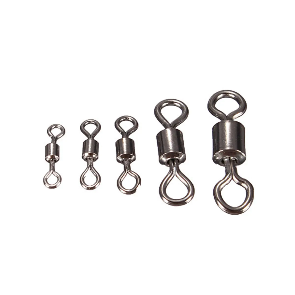 

100Pcs Fishing Barrel Bearing Stainless Steel Rolling Barrel Swivel Interlock Snap Fishing Lure Connector Solid Rings