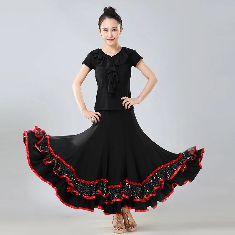 

New Arrival Modern Dance Skirt For Ladies Professional High Quality Women Spanish Flamenco Competitive Ballroom Fashions N4030