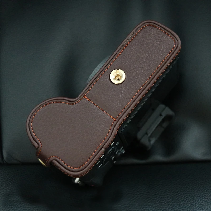 Capa de Couro Genuíno para Câmera Metade do Corpo para Sony Mark Bateria Aberta Ilce-7m2 a7 ii A7r - Image 3