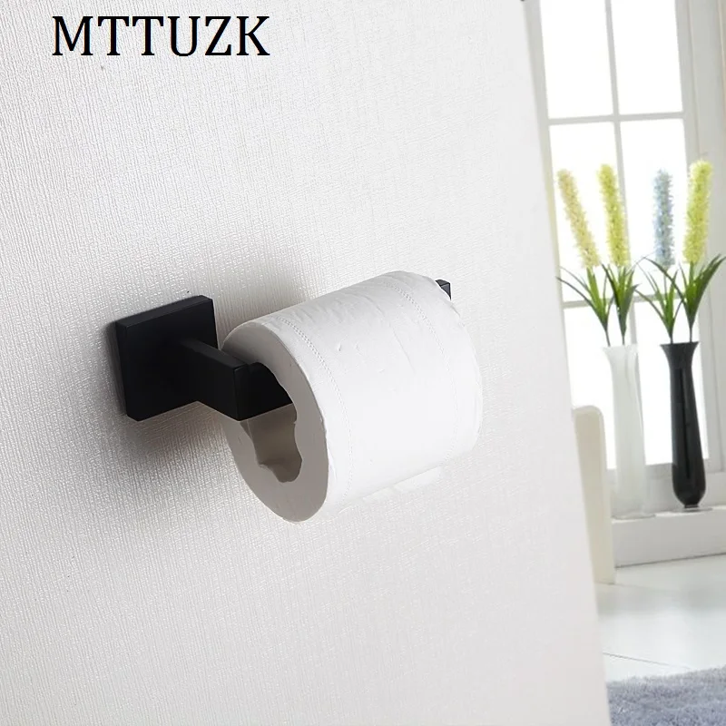 MTTUZK Wall Mounted Black Toilet Paper Holder Square Roll Holder Copper