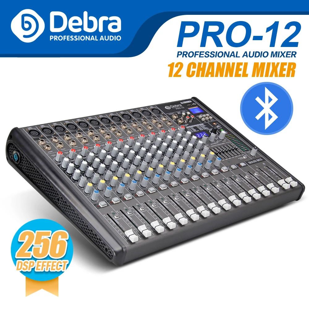 Профессиональный Debra Audio PRO 12 каналов с 256 DSP звуковые эффекты Bluetooth студийный микшер аудио-DJ звуковой контроллер Interf