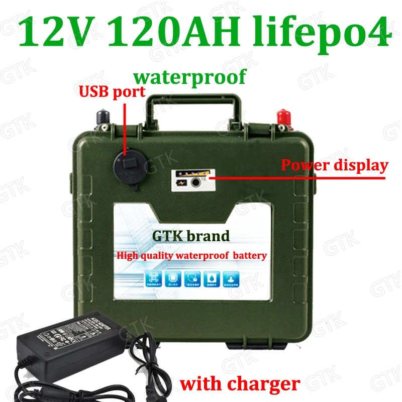 

waterproof 12V 120Ah lifepo4 battery bateria with BMS for Electric Vacuum Cleaner scooter solar energy UPS LED +10A Charegr