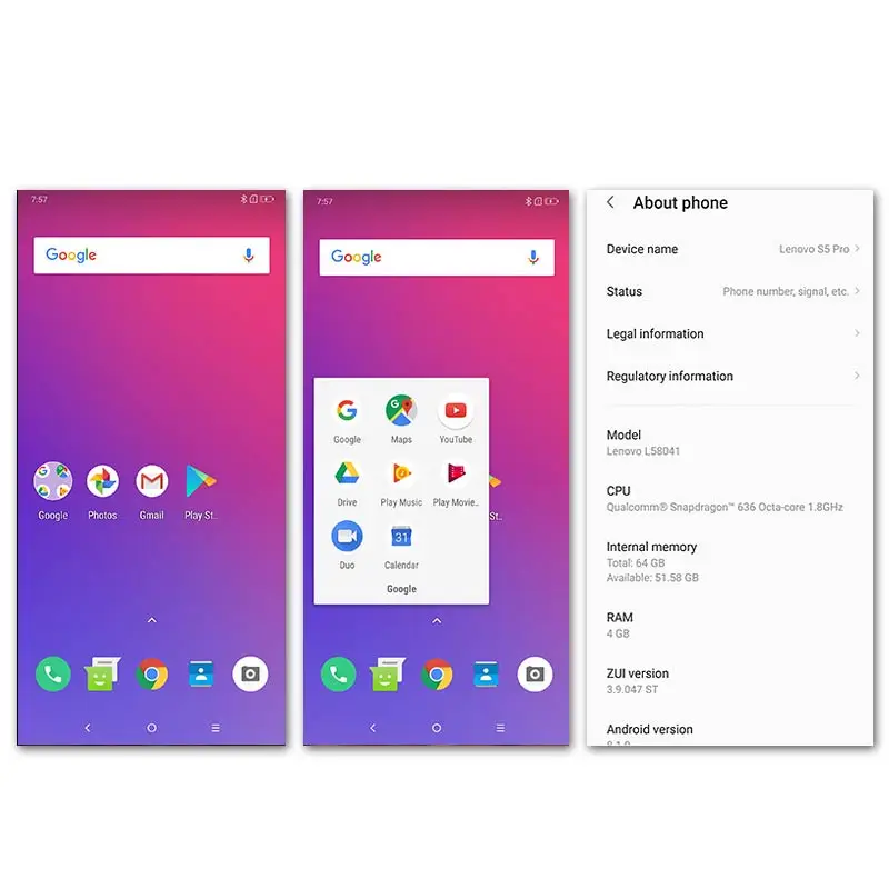 Global rom Original Lenovo S5 Pro 6GB 64GB Rear Camera 20.0MP ZUI 5.0 Octa-Core 4G LTE 3500mAh Battery Smartphone Global rom Original Lenovo S5 Pro 6GB 64GB Rear Camera 20.0MP ZUI 5.0 Octa-Core 4G LTE 3500mAh Battery Smartphone