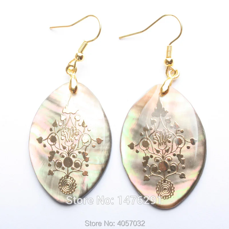 

25x36MM Natural Abalone Shell Colorful luster Dangle Earrings 1Pair For Women