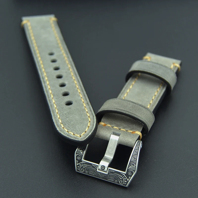 20 22 24 26 мм ручной работы кожаные мужские часы ремешок Мужские Ремешки для наручных часов ремни Высококачественный резной узор Пряжка для Panerai PAM