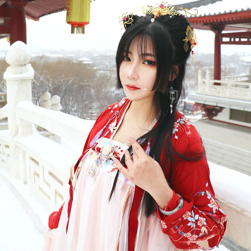 Hanfu женская национальная одежда Китайский древний женский костюм летний династии Тан Леди китайский платье для выступлений на сцене