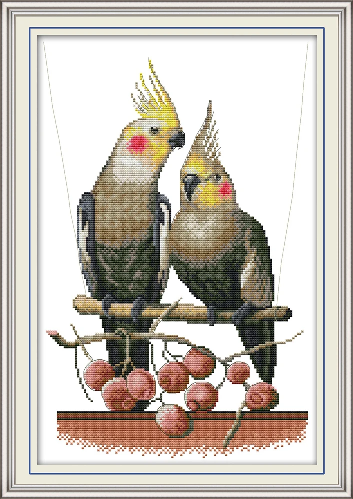 Два попугаев 3 Набор для вышивки крестом aida 14ct 11ct граф печатных холсты стежков вышивка DIY рукоделие ручной работы