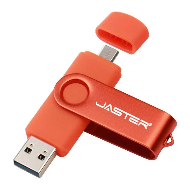 JASTER OTG USB флеш-накопитель 128 Гб металлический флеш-накопитель 8 ГБ 16 ГБ 32 ГБ 64 Гб 128 ГБ флеш-накопитель 256 ГБ двойное использование Micro USB карта памяти - Цвет: orange