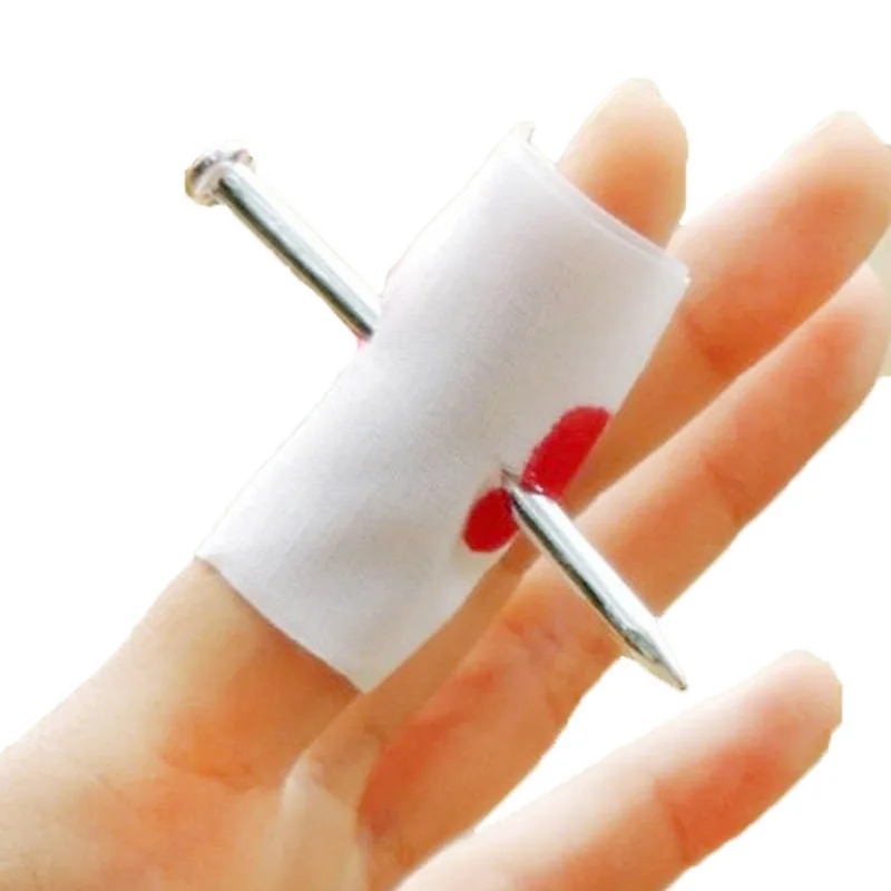 

2Pcs Fool Toys Blood Prank Magic Prop Joke Fake Nail Through Finger Magic Funny Gadgets Magic Trick