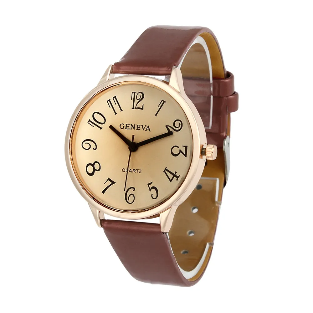 Big Number Women Watch 2015 Brand New PU Leather Watches Fashion