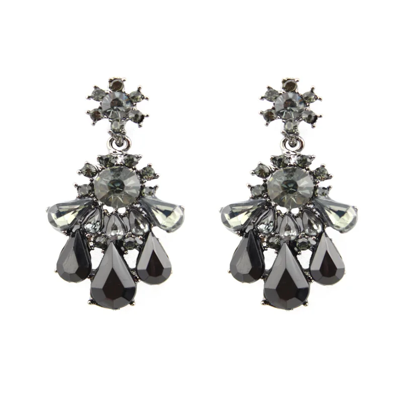 Luxury White K Color Blue Austrian Crystal Chandelier Earring Long 2017 Fashion Earrings For Women Dangle Cubic Zirconia Resin Teardrop Chandelier Gold Plating Trendy Jewelry