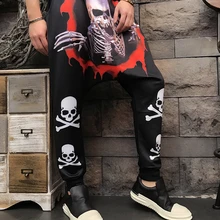 Лето новые мужские корейские 3D персональные черепа Печать крест-брюки досуг брюки личные напечатанные Hallen брюки