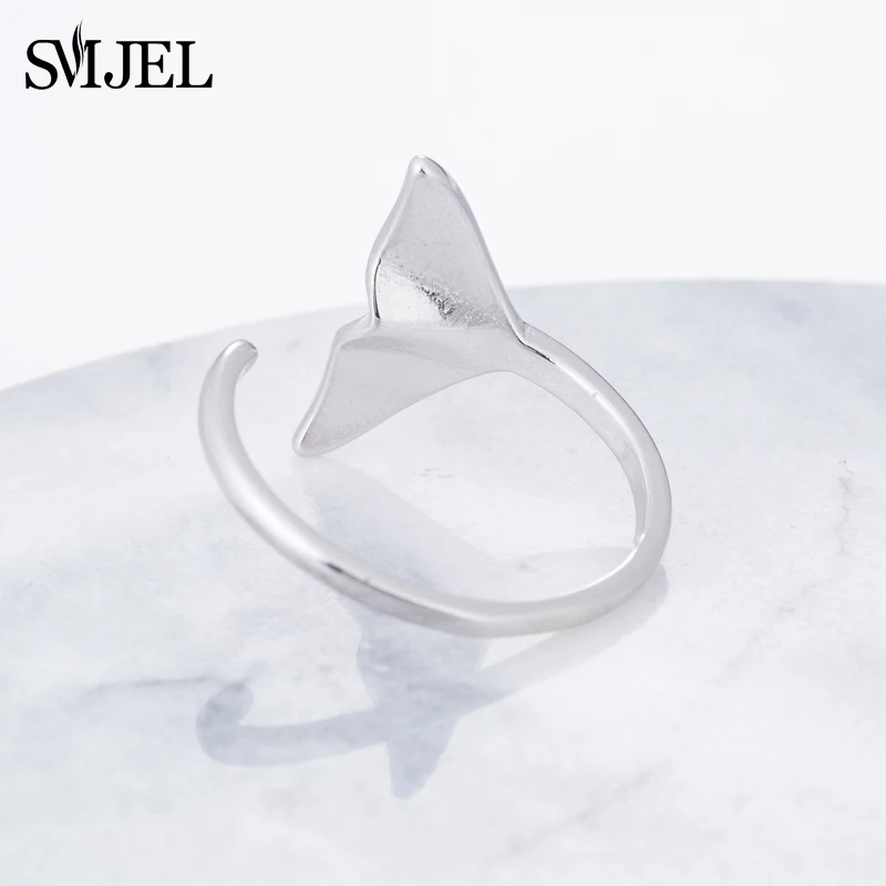 SMJEL Fashion Silver Jewelry Mermaid Tail Cuff Rings Anel Sea Whale Fish Tail Bague Rings Men Romantic sieraden Gifts Wholesale