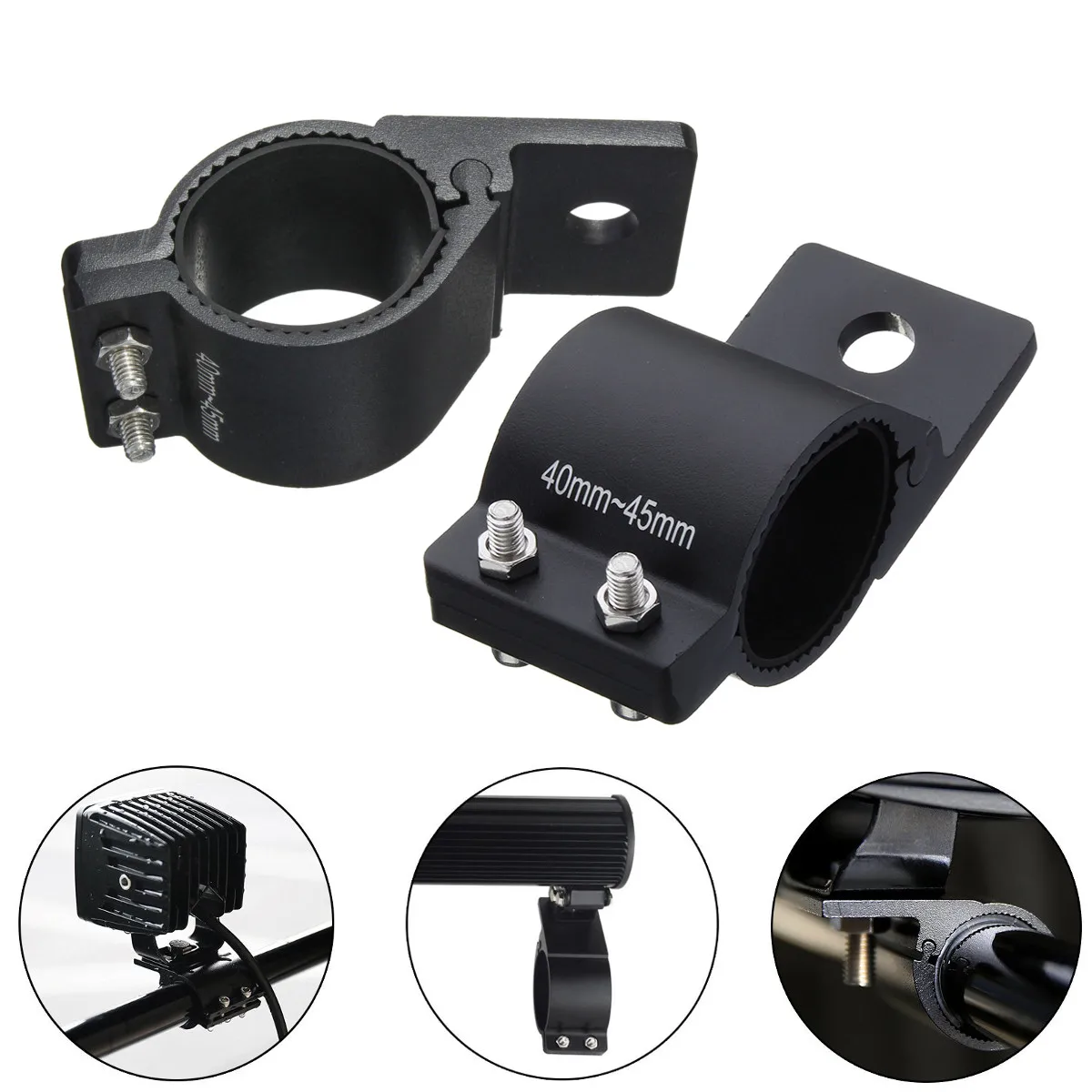 2pcs 1.6 inch Bullbar Mounting Bracket Clamp LED Work Light Bar Holder