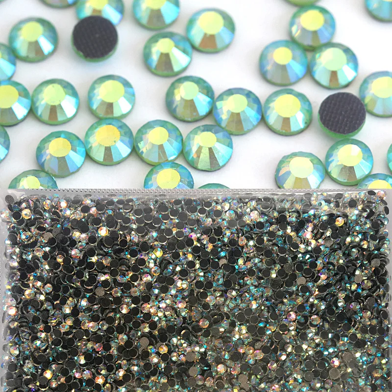 

Light peridot AB Hot FIx Rhinestones Wholesale Large Packing Glass Flatback DMC Hotfix Rhinestones Iron On Y3648