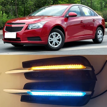 

Car Flashing 2PCS For chevrolet cruze 2009 2010 2011 2012 2013 2014 DRL Daytime Running Light fog lamp with yellow turn signal