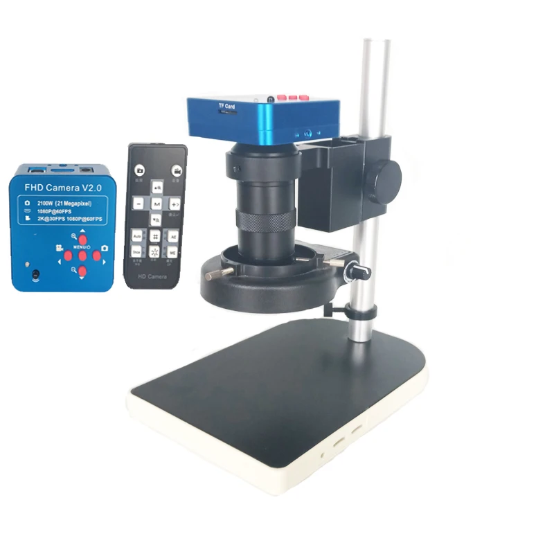 

Full HD 1080P 60FPS 2K 2100W 21MP HDMI Electronic USB Digital Video Microscope Camera +130X C-Mount lens+ Led ring lights+Stand