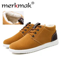 

Merkmak New Men Winter Shoes Solid Color Snow Boots Plush Inside Antiskid Bottom Keep Warm Waterproof winter Boots men Big size