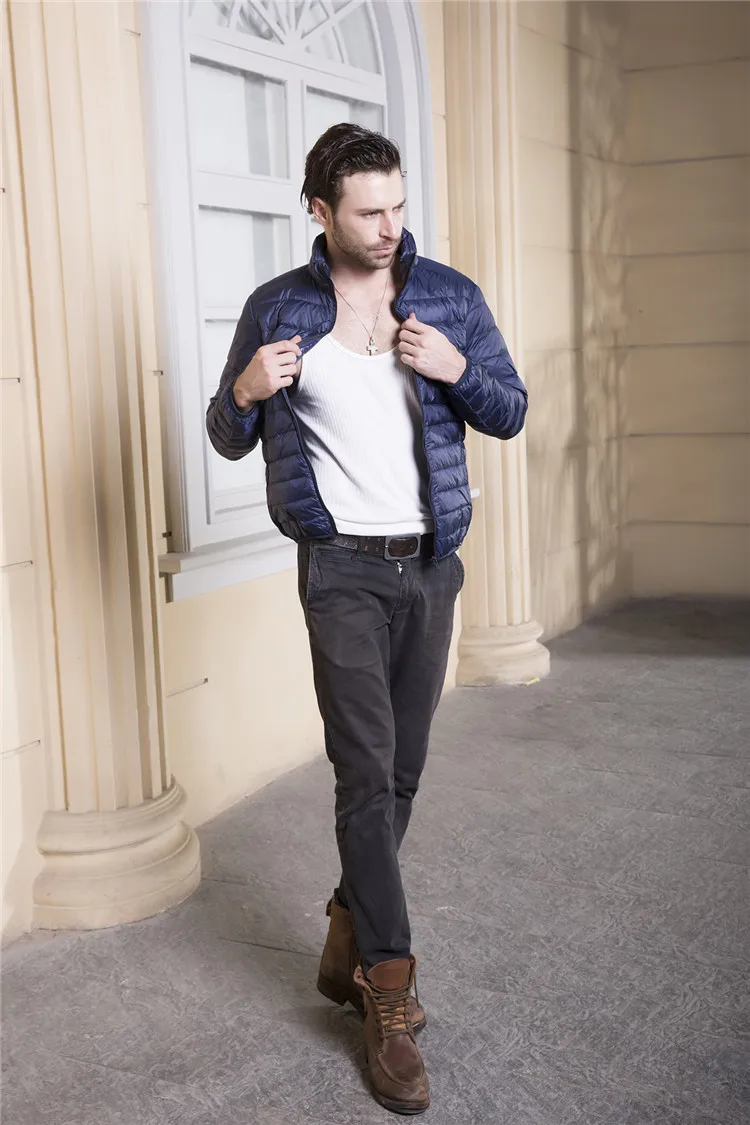 Men's Ultra Light Packable Down Jackets Hooded Slim Down Coats Man White Duck Down Padded Parkas Winter Puffer Jacket JK-634 puffer jacket with fur hood